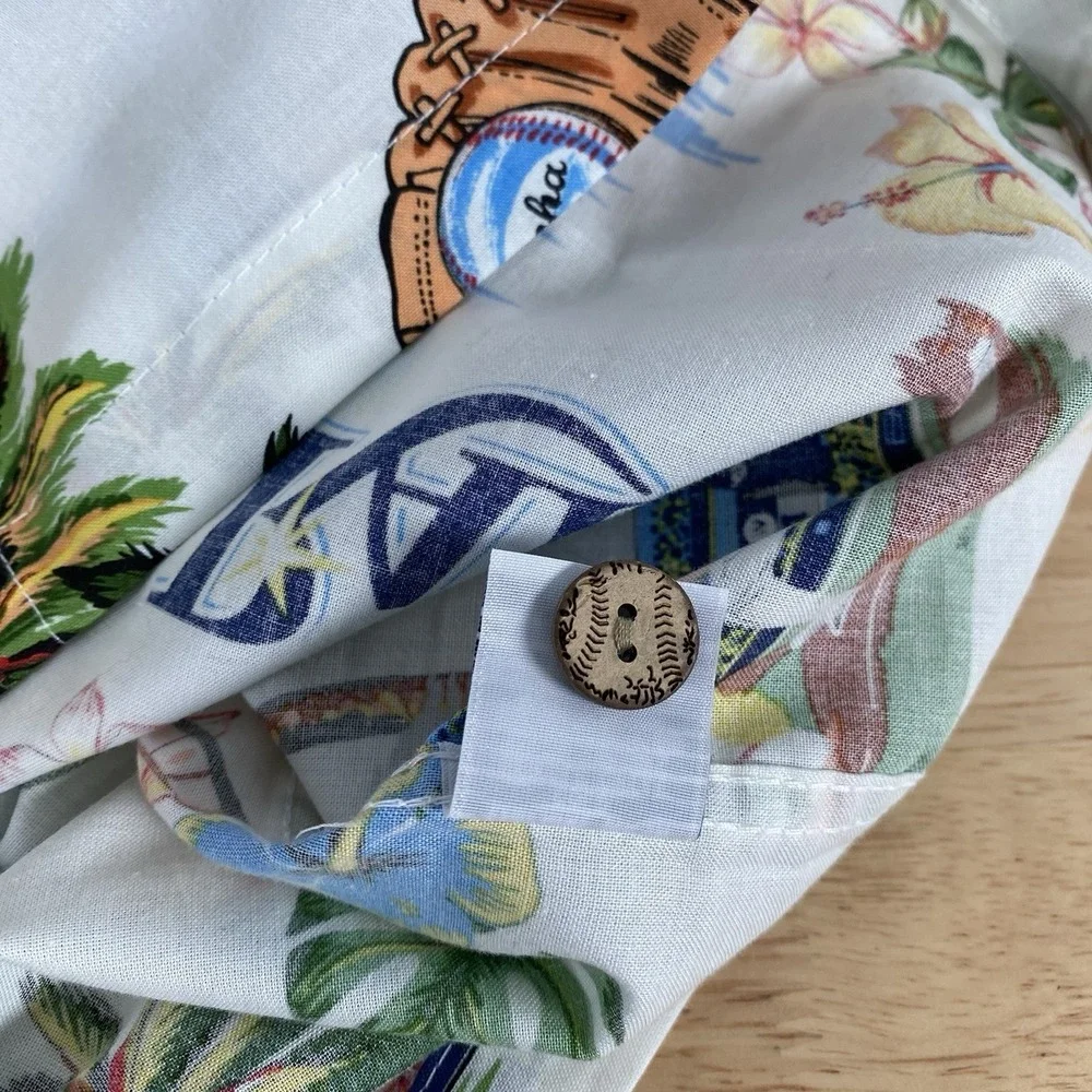 Reyn Spooner Shirt Men's Large Button Up Tampa Bay Rays Baseball MLB Camp NWT - Picture 12 of 14